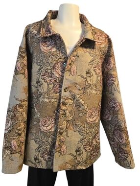 Massive Luxury Edition Tapestry‎ Jacket Floral Button Front Size L